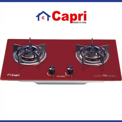 BẾP GAS ÂM KÍNH 2 LÒ CAPRI CR-208KT (RED)