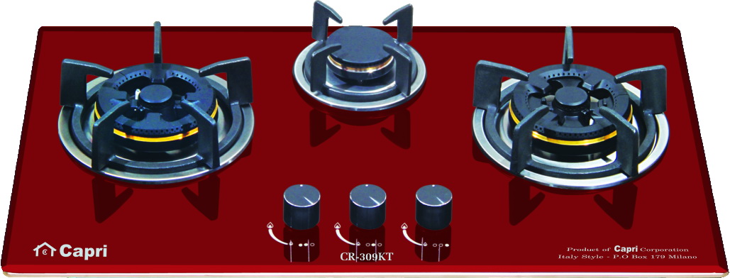 BẾP GAS ÂM KÍNH 3 LÒ CAPRI CR-309KT (RED)